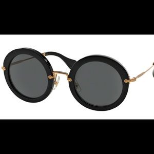 NWOT Black Miu Miu Round Sunglasses